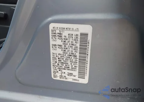 2011 Nissan Rogue Sv z USA, uszkodzony, nr VIN JN8AS5MV7BW299251